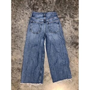 Etica Jeans Women 25 Blue Denim Stretch Raw Hem All Day Comfort Classic Wide Leg